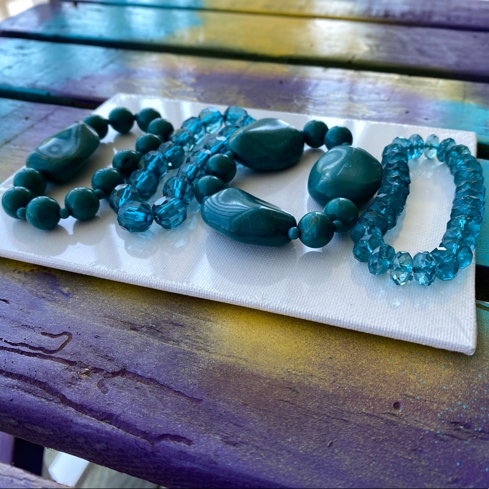 Blue Beaded Bracelet Set